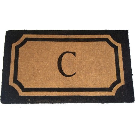 GEO CRAFTS Geo Crafts G235-wilk39-blk 24 x 39 in. Imperial Wilkinson Doormat - C Monogram; Black G235-WILK39-BLK